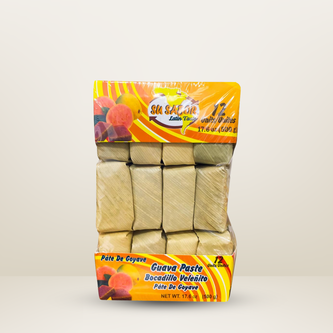 Paquete de 500g de Su Sabor Bocadillo Velenito, dulce de guayaba tradicional colombiano, disponible para envío en Vancouver y Canadá.