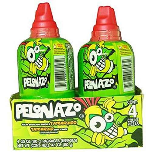 Pack de 4 piezas de 100g de Pelón Pelonazo sabor tamarindo, dulce tradicional mexicano, disponible para envío en Vancouver y Canadá.