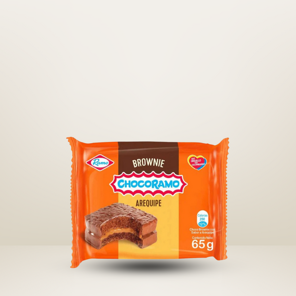 Paquete de 65g de Ramo Chocobrownie, brownie de chocolate suave y delicioso, disponible para envío en Vancouver y Canadá."