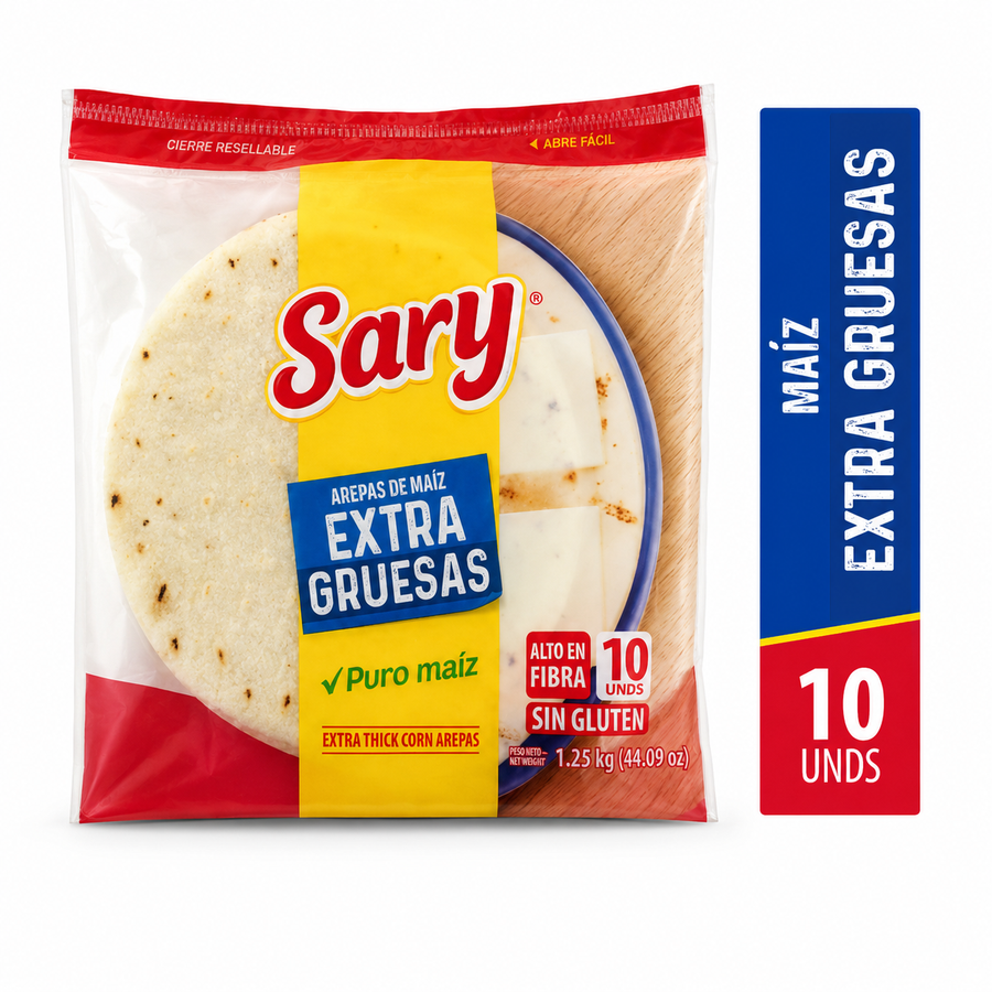 Sary, Arepa de Maiz Extra Gruesas Blanca, 1.2kg