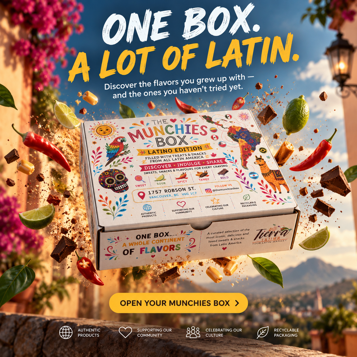 Original Munchies campaign: One box. A lot of Latin.