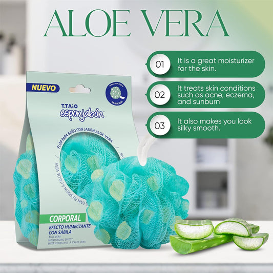 T.TAiO Esponjabon Bath Pouf + Aloe Vera Soap 2in1