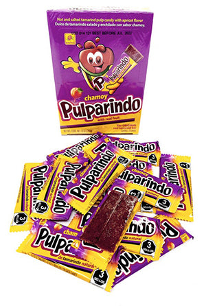 Caja de 20 piezas de Pulparindo Chamoy, dulce mexicano de tamarindo con chamoy, disponible para envío en Vancouver y Canadá.