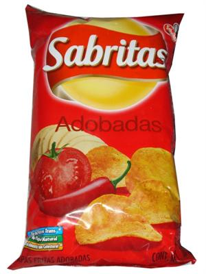 Bolsa de 150g de Sabritas Adobadas, papas fritas con sabor a chile y vinagre, disponibles para envío en Vancouver y Canadá.